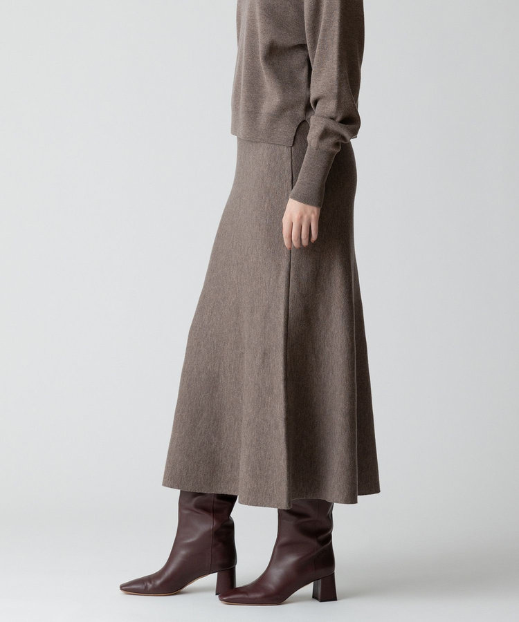 allureville 【セットアップ対応可能】ウール混Wフェイスナローマーメイドスカート モカ (85)