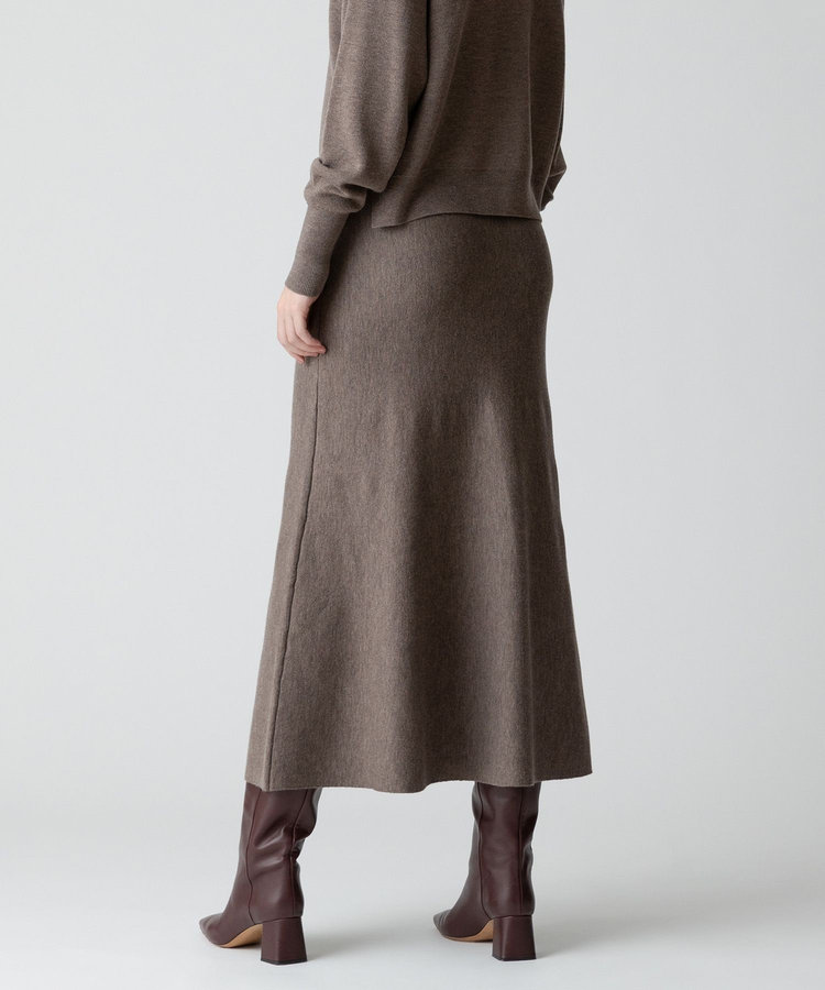 allureville 【セットアップ対応可能】ウール混Wフェイスナローマーメイドスカート モカ (85)