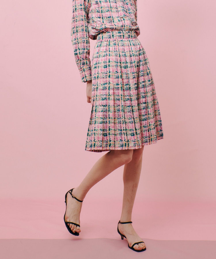 LOULOU WILLOUGHBY 【LOULOU WILLOUGHBY】チェックプリントプリーツミディスカート ピンク (41)