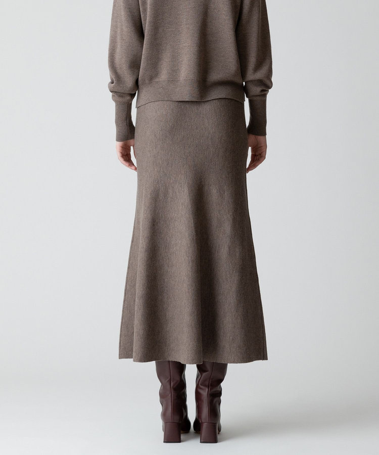 allureville 【セットアップ対応可能】ウール混Wフェイスナローマーメイドスカート モカ (85)