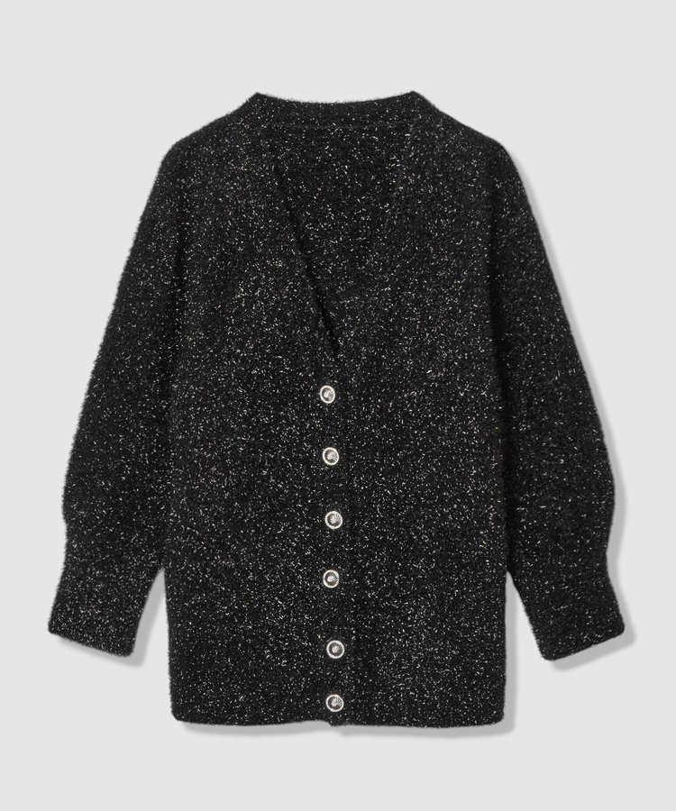 LOULOU WILLOUGHBY 【LOULOU WILLOUGHBY】フィルムラメミドルカーディガン ブラック (95)