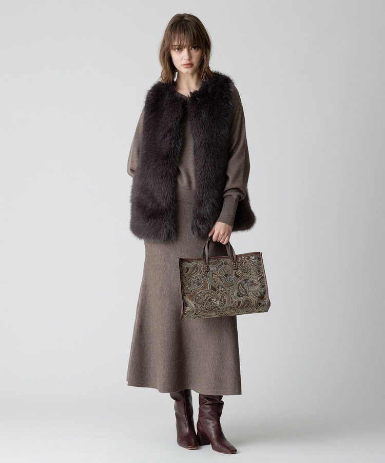 allureville 【セットアップ対応可能】ウール混Wフェイスナローマーメイドスカート モカ (85)