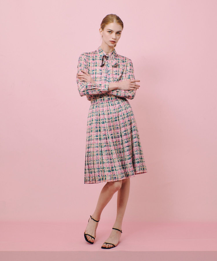 LOULOU WILLOUGHBY 【LOULOU WILLOUGHBY】チェックプリントプリーツミディスカート ピンク (41)