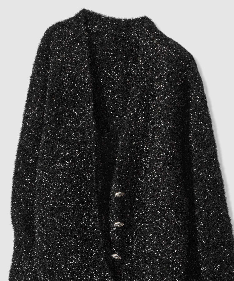 LOULOU WILLOUGHBY 【LOULOU WILLOUGHBY】フィルムラメミドルカーディガン ブラック (95)