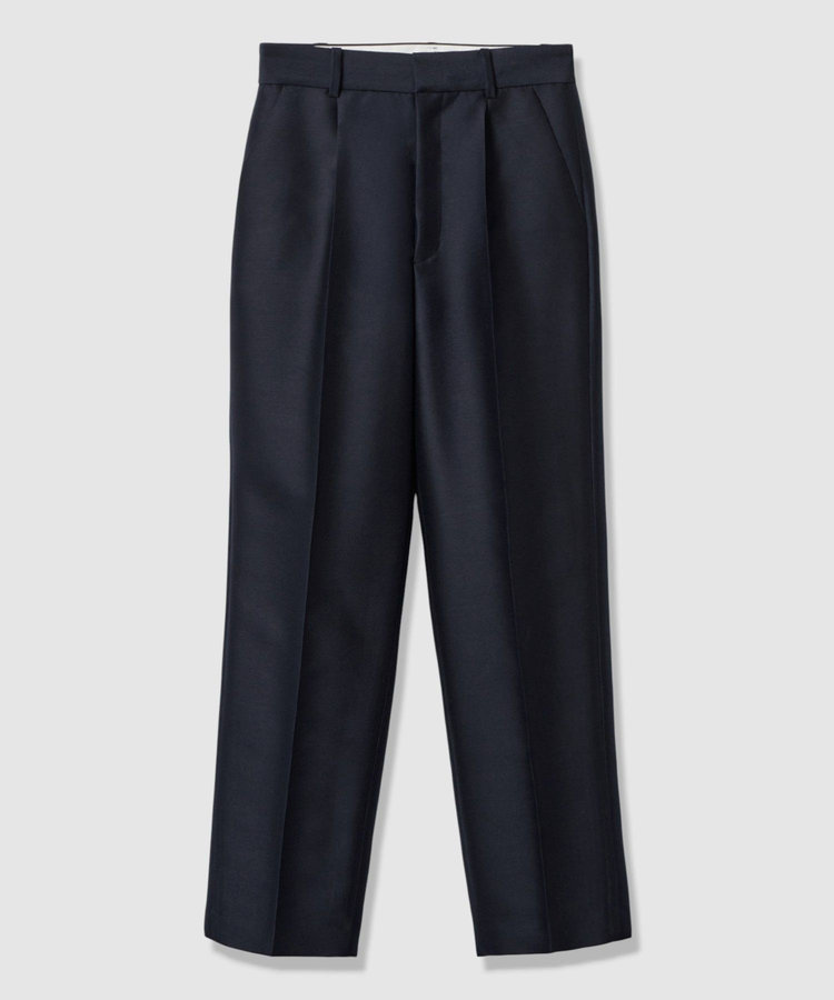 LOULOU WILLOUGHBY 【LOULOU WILLOUGHBY】シルクウールツイルタックパンツ ネイビー (65)