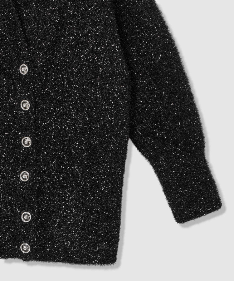 LOULOU WILLOUGHBY 【LOULOU WILLOUGHBY】フィルムラメミドルカーディガン ブラック (95)