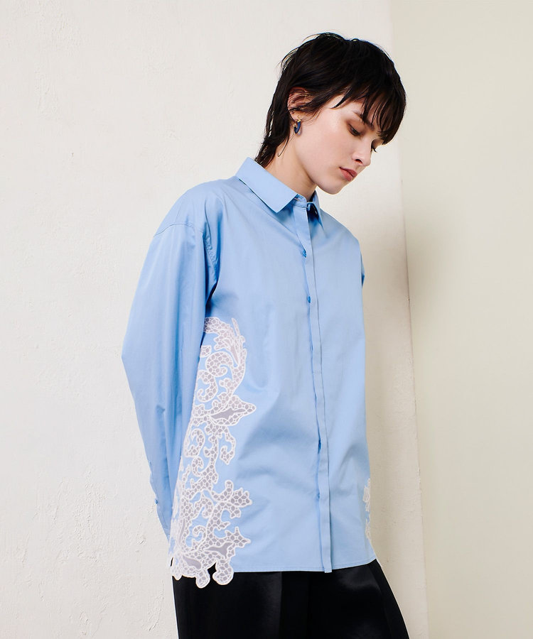 allureville サイドエンブロイダリーシャツブラウス サックス (63)