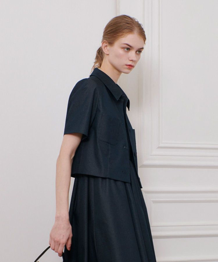 LOULOU WILLOUGHBY ◇【LOULOU WILLOUGHBY】シャンブレー半袖ジャケット ネイビー (65)
