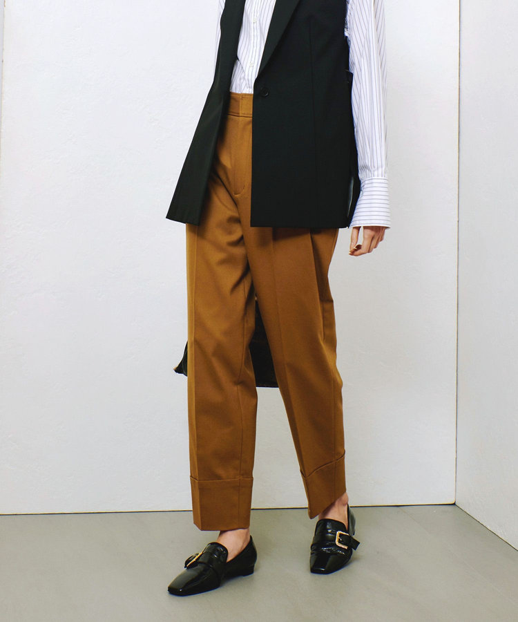 allureville タックテーパードパンツ キャメル (84)