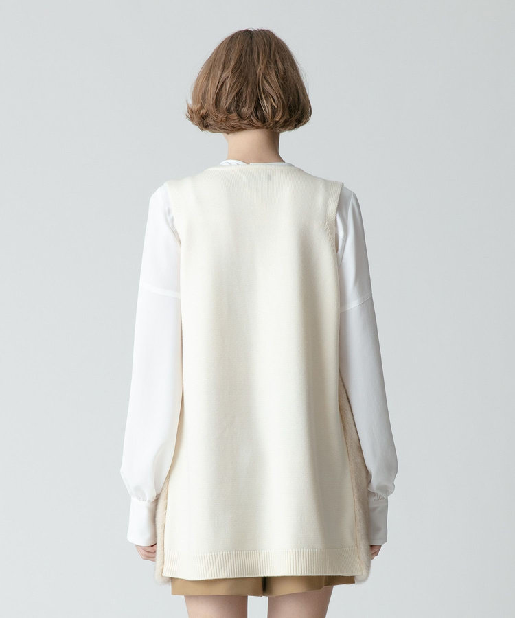 allureville フェイクファーコンビニットジレ アイボリー (04)