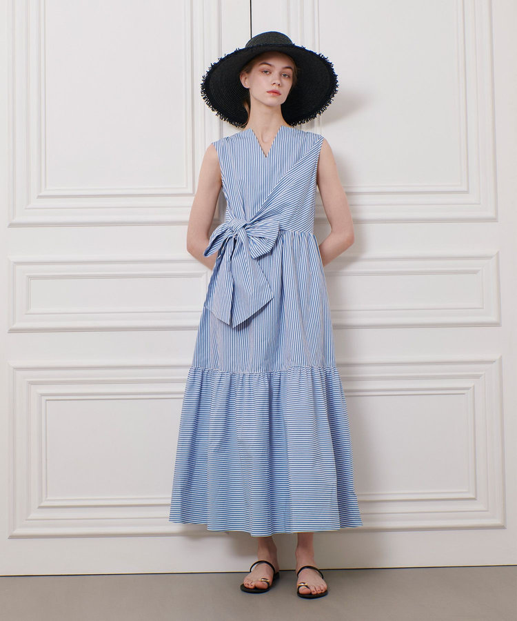 通販生活 ファッション LOULOU WILLOUGHBY】ストライプリボンワンピース|allureville ワンピース