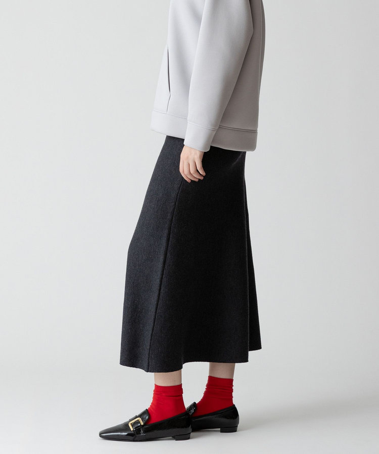 allureville 【セットアップ対応可能】ウール混Wフェイスナローマーメイドスカート チャコールグレー (94)
