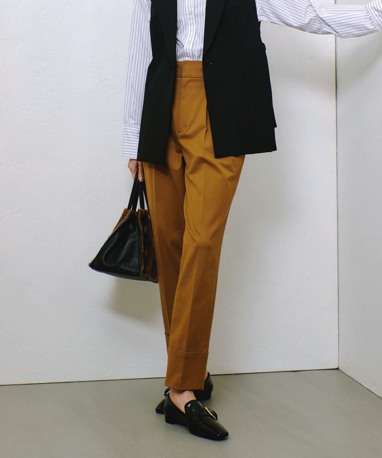 allureville タックテーパードパンツ キャメル (84)