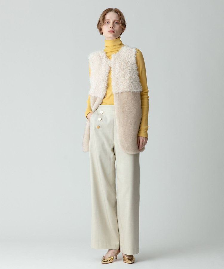 allureville フェイクファーコンビニットジレ アイボリー (04)