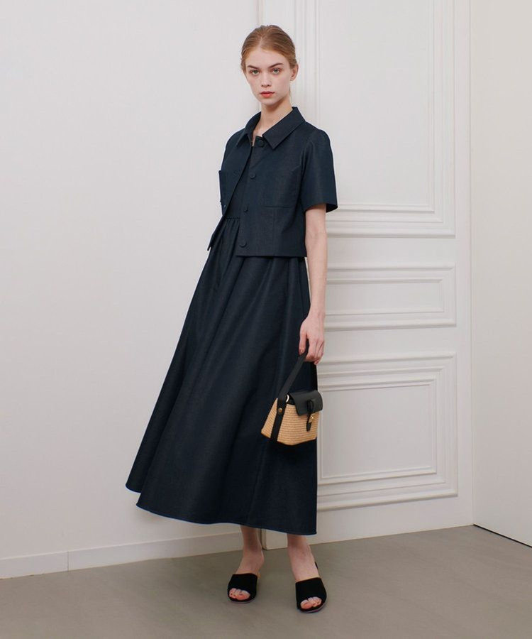 LOULOU WILLOUGHBY ◇【LOULOU WILLOUGHBY】シャンブレー半袖ジャケット ネイビー (65)