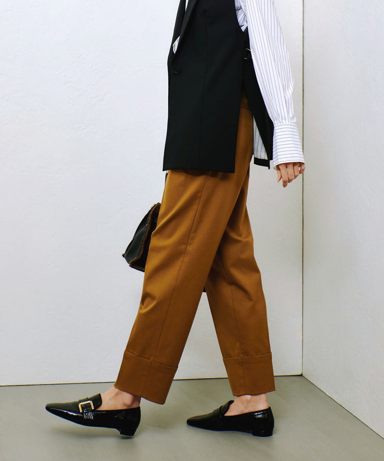 allureville タックテーパードパンツ キャメル (84)