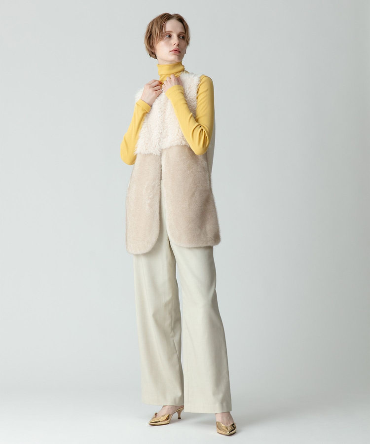 allureville フェイクファーコンビニットジレ アイボリー (04)