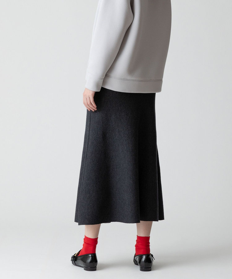 allureville 【セットアップ対応可能】ウール混Wフェイスナローマーメイドスカート チャコールグレー (94)