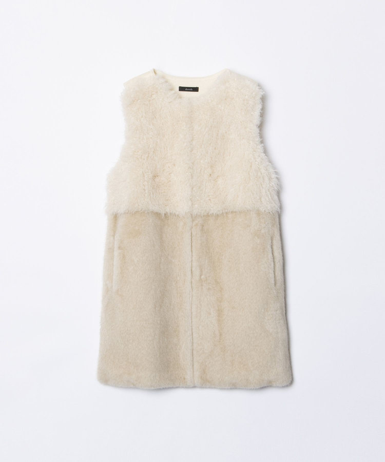 allureville フェイクファーコンビニットジレ アイボリー (04)