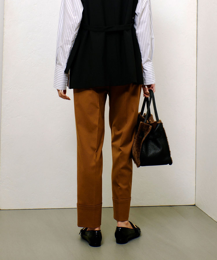 allureville タックテーパードパンツ キャメル (84)