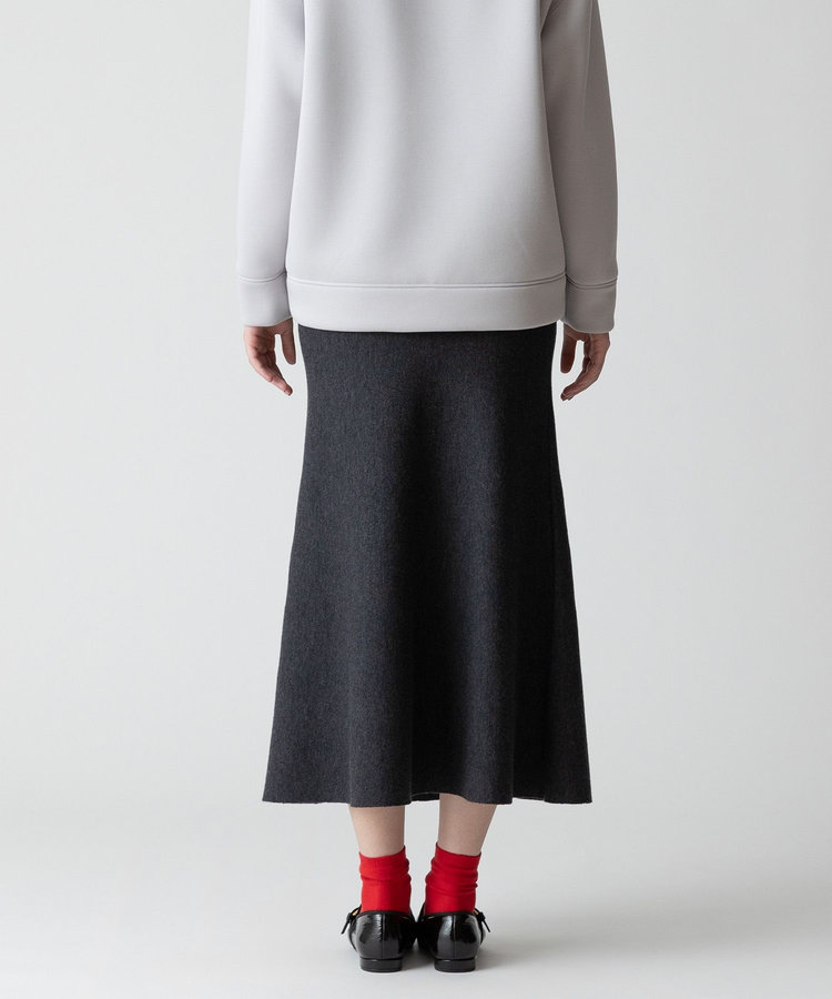 allureville 【セットアップ対応可能】ウール混Wフェイスナローマーメイドスカート チャコールグレー (94)