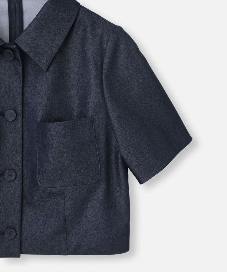 LOULOU WILLOUGHBY ◇【LOULOU WILLOUGHBY】シャンブレー半袖ジャケット ネイビー (65)