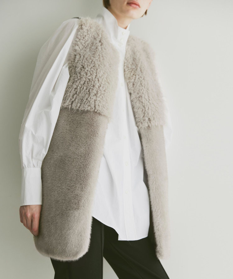 allureville フェイクファーコンビニットジレ チャコールグレー (94)