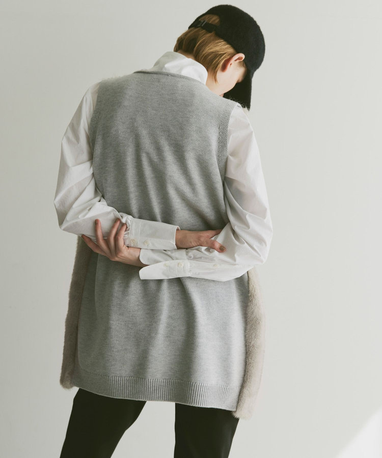 allureville フェイクファーコンビニットジレ チャコールグレー (94)