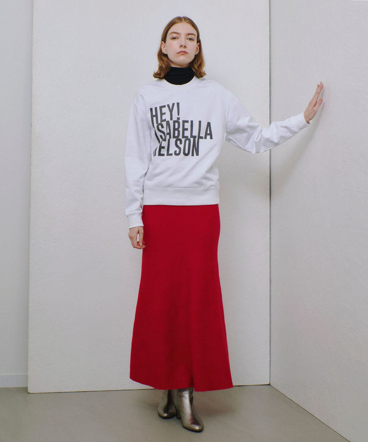 allureville 【セットアップ対応可能】ウール混Wフェイスナローマーメイドスカート レッド (43)