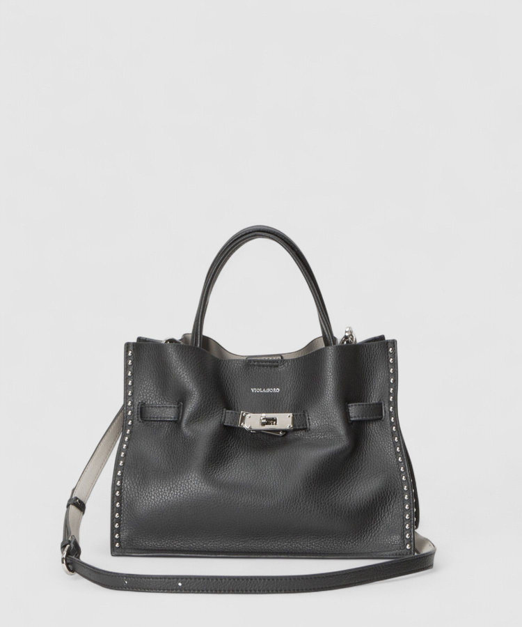 buying 【VIOLADORO(ヴィオラドーロ)】スタッズレザートートバッグ ブラック (95)