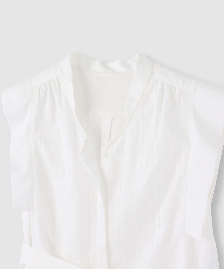 allureville カラミストライプ切替ブラウス ホワイト (01)