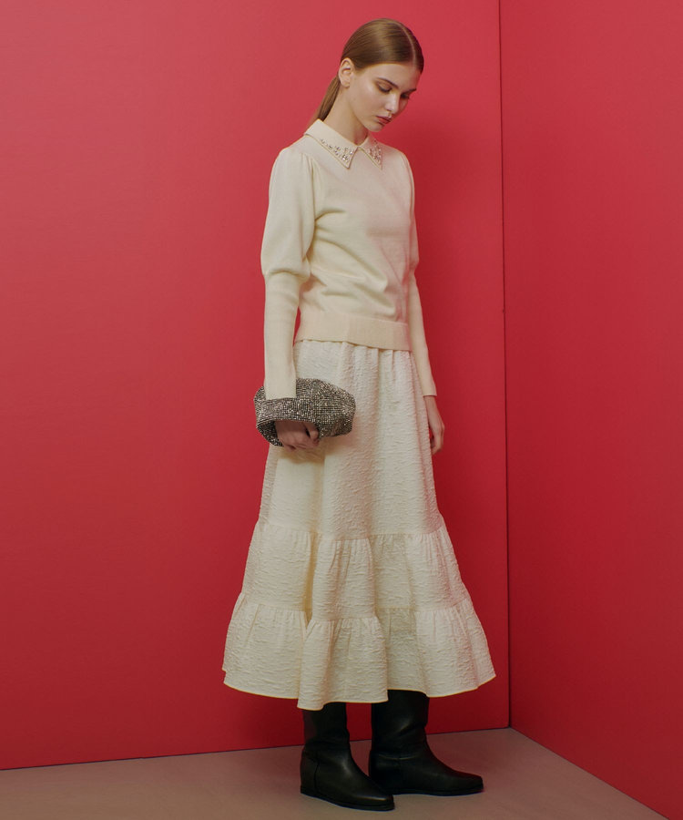 LOULOU WILLOUGHBY 【LOULOU WILLOUGHBY】ワンハンドルビジューミニハンドバッグ シルバー (90)