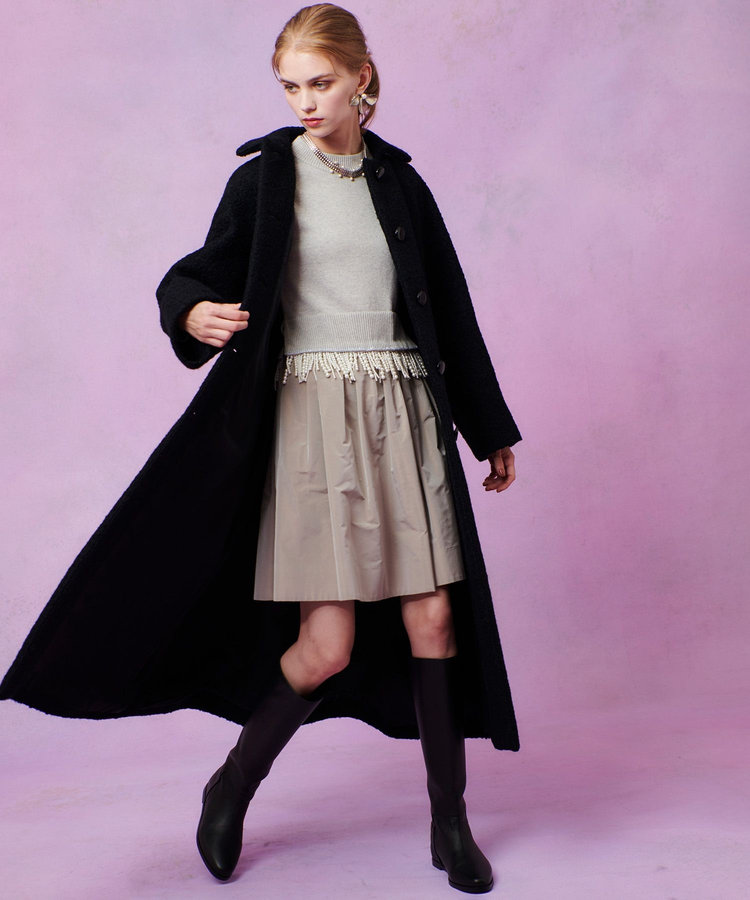 LOULOU WILLOUGHBY 【LOULOU WILLOUGHBY】ループインレーロングコート ブラック (95)