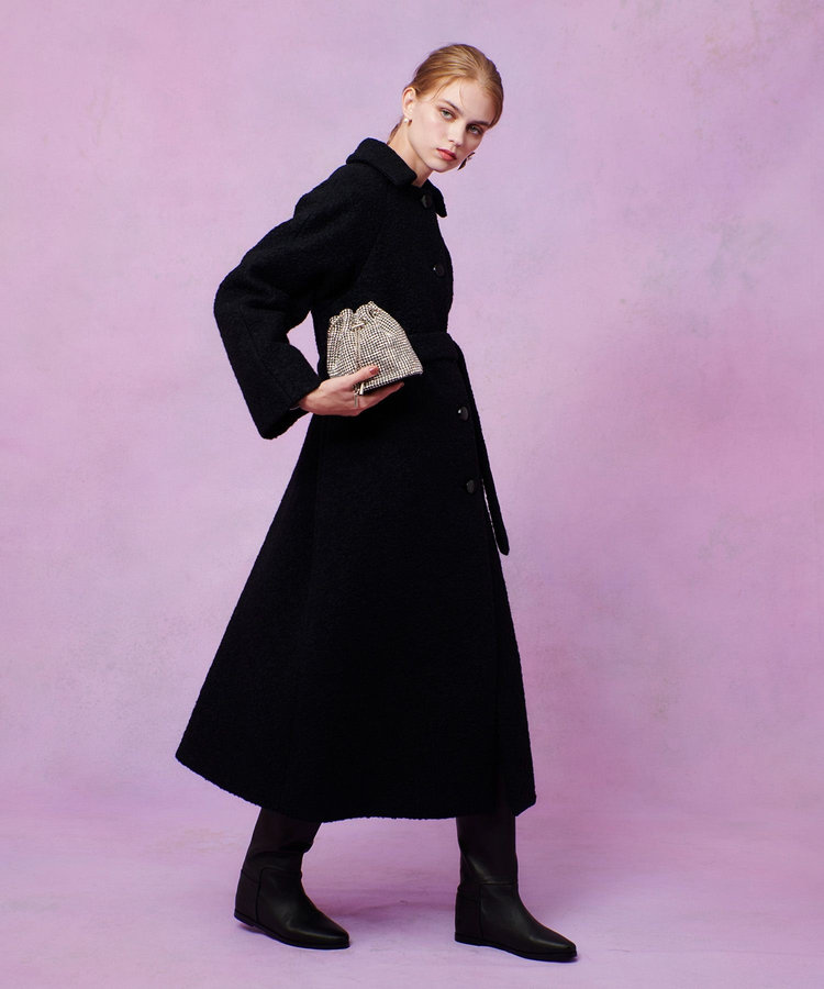 LOULOU WILLOUGHBY 【LOULOU WILLOUGHBY】ループインレーロングコート ブラック (95)