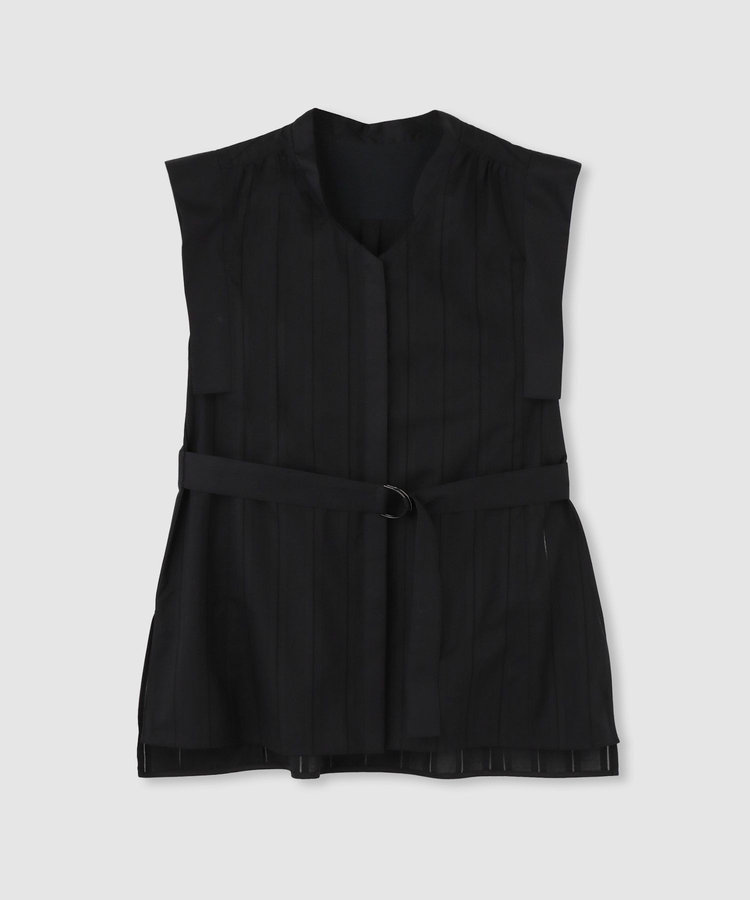 allureville カラミストライプ切替ブラウス ブラック (95)