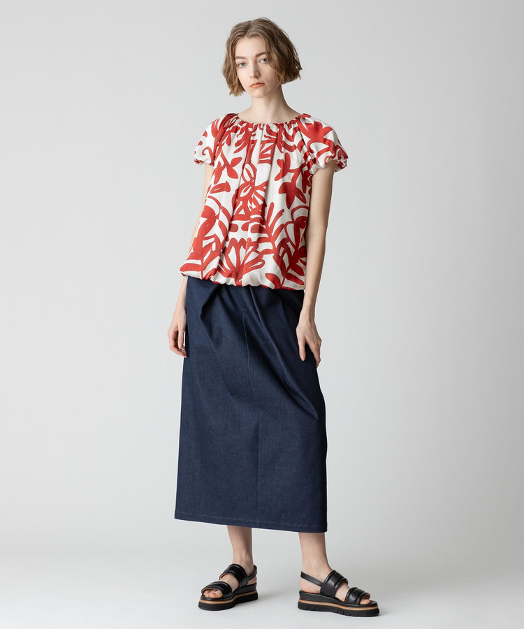 allureville デニムライクフロントタックスカート ネイビー (65)