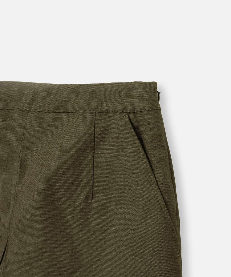 allureville ◇リネン混シャークスキンショートパンツ カーキ (76)