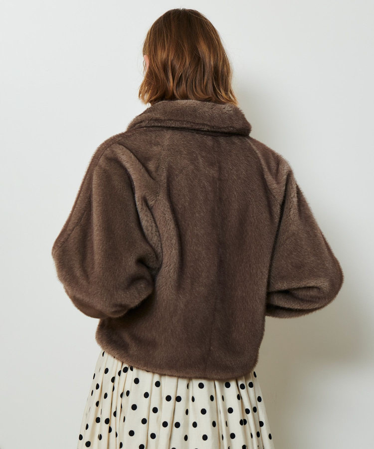 allureville フェイクミンクファーブルゾン ダークブラウン (82)