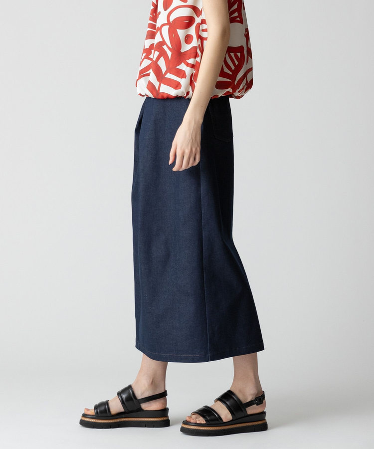 allureville デニムライクフロントタックスカート ネイビー (65)