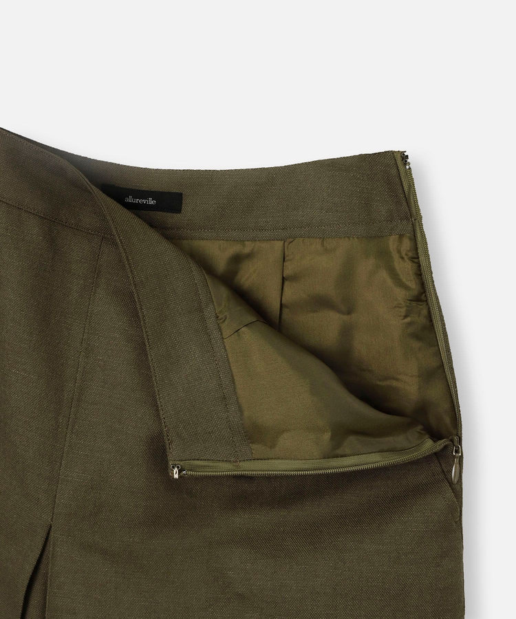 allureville ◇リネン混シャークスキンショートパンツ カーキ (76)