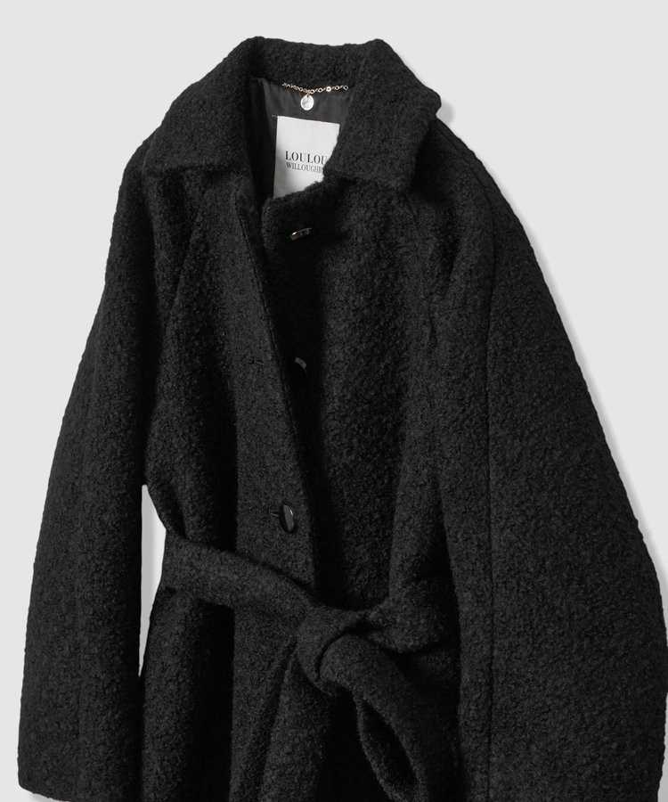 LOULOU WILLOUGHBY 【LOULOU WILLOUGHBY】ループインレーロングコート ブラック (95)