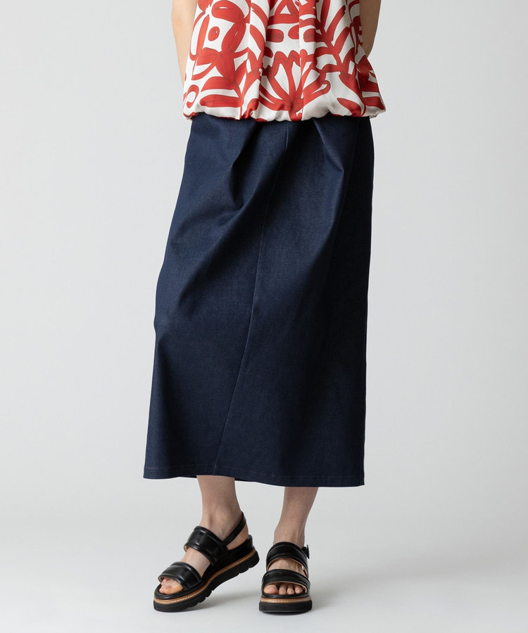 allureville デニムライクフロントタックスカート ネイビー (65)