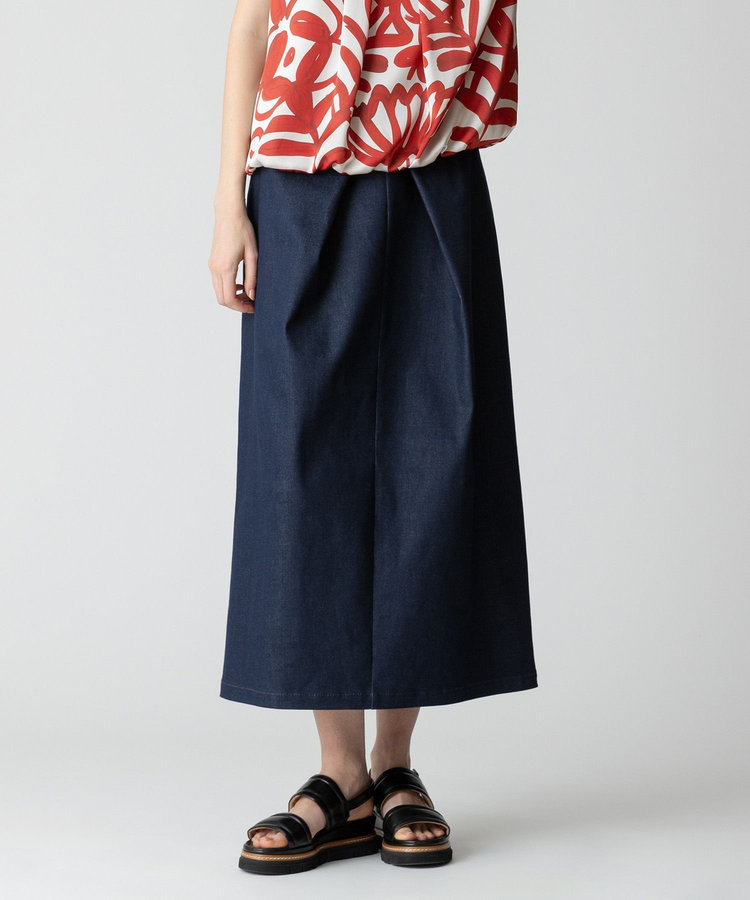 allureville デニムライクフロントタックスカート ネイビー (65)