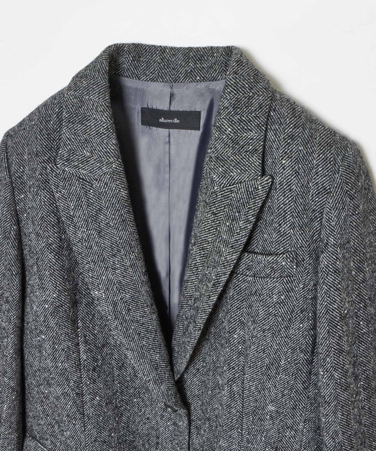 allureville 【セットアップ対応可能】ヘリンボンツイードテーラードジャケット ブラック (95)