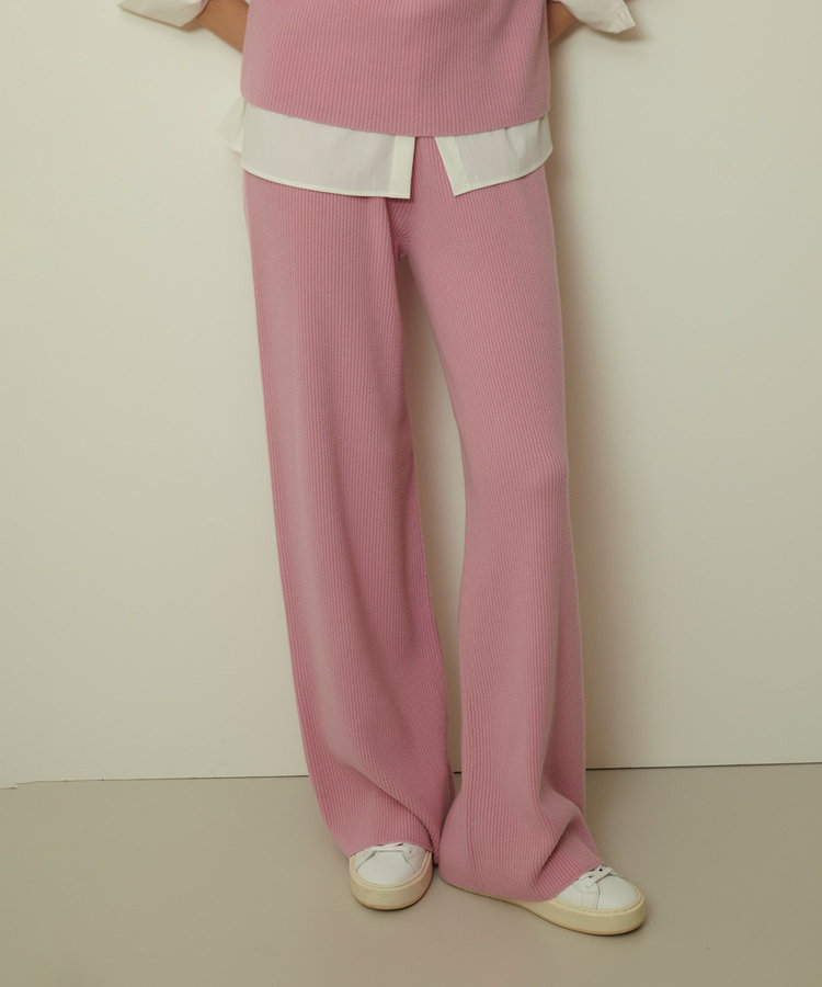 allureville ウールリブニットパンツ ライトピンク (42)