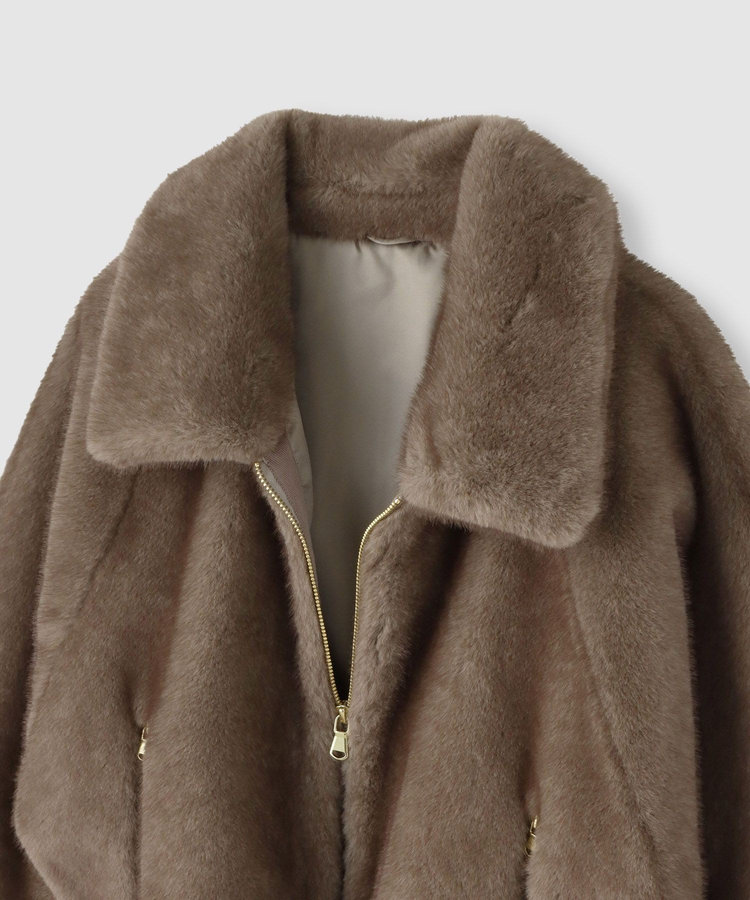 allureville フェイクミンクファーブルゾン ダークブラウン (82)