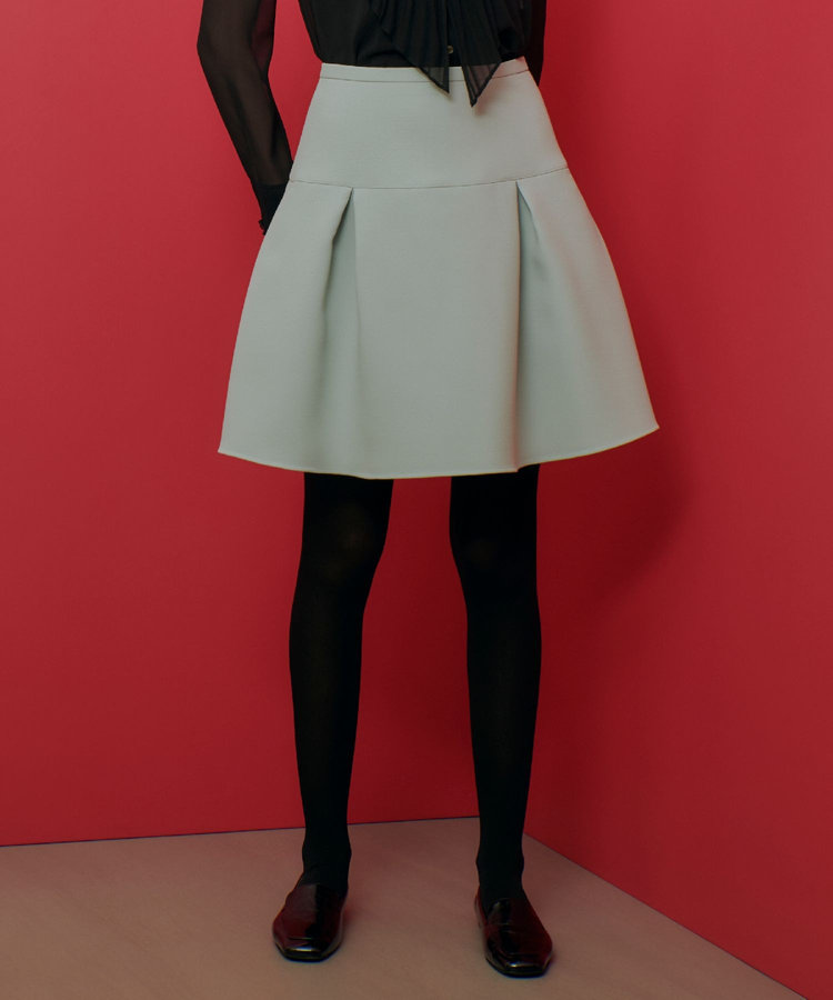 LOULOU WILLOUGHBY 【LOULOU WILLOUGHBY】トリプルクロスミニタックスカート ミントグリーン (73)
