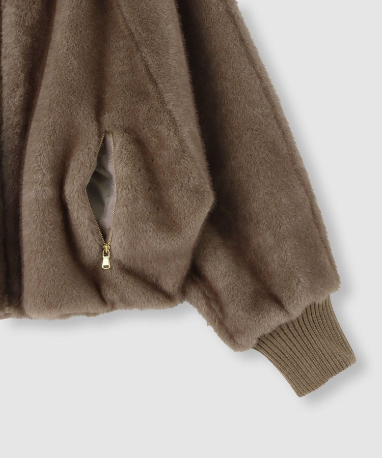 allureville フェイクミンクファーブルゾン ダークブラウン (82)