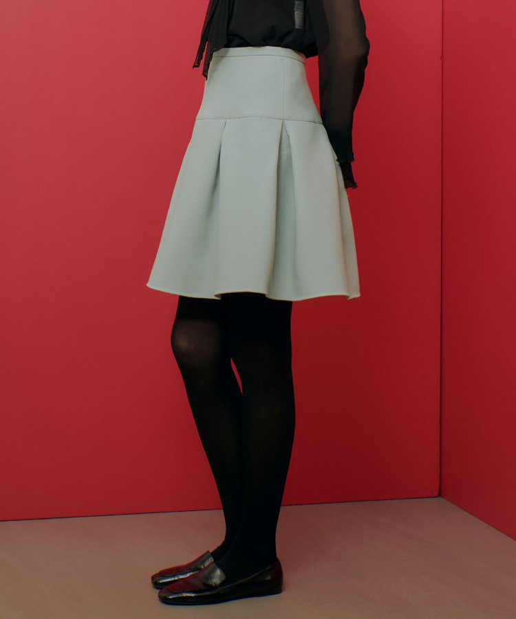 LOULOU WILLOUGHBY 【LOULOU WILLOUGHBY】トリプルクロスミニタックスカート ミントグリーン (73)