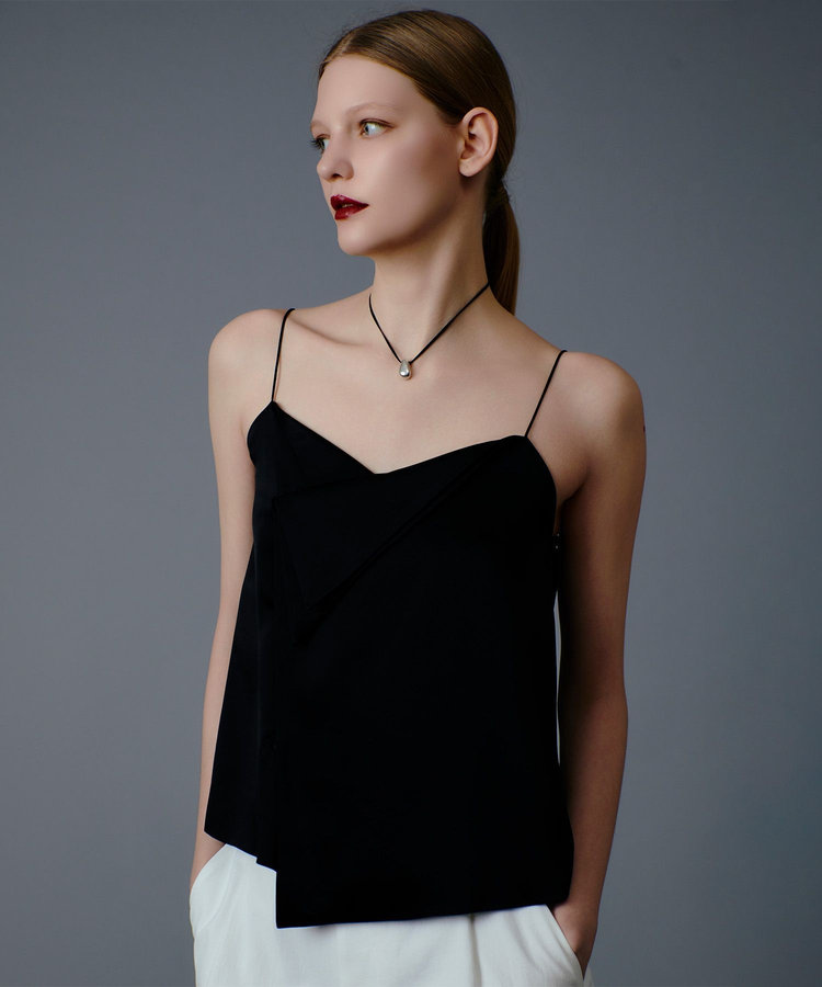 allureville サテンアシメキャミブラウス ブラック (95)